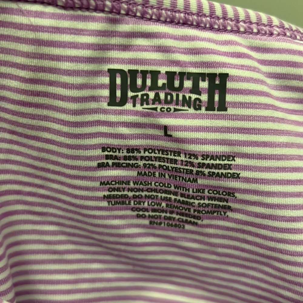 Duluth Trading Women's Pier Genius Shelf Bra Tank- Lilac & White Stripe - Picture 6 of 11